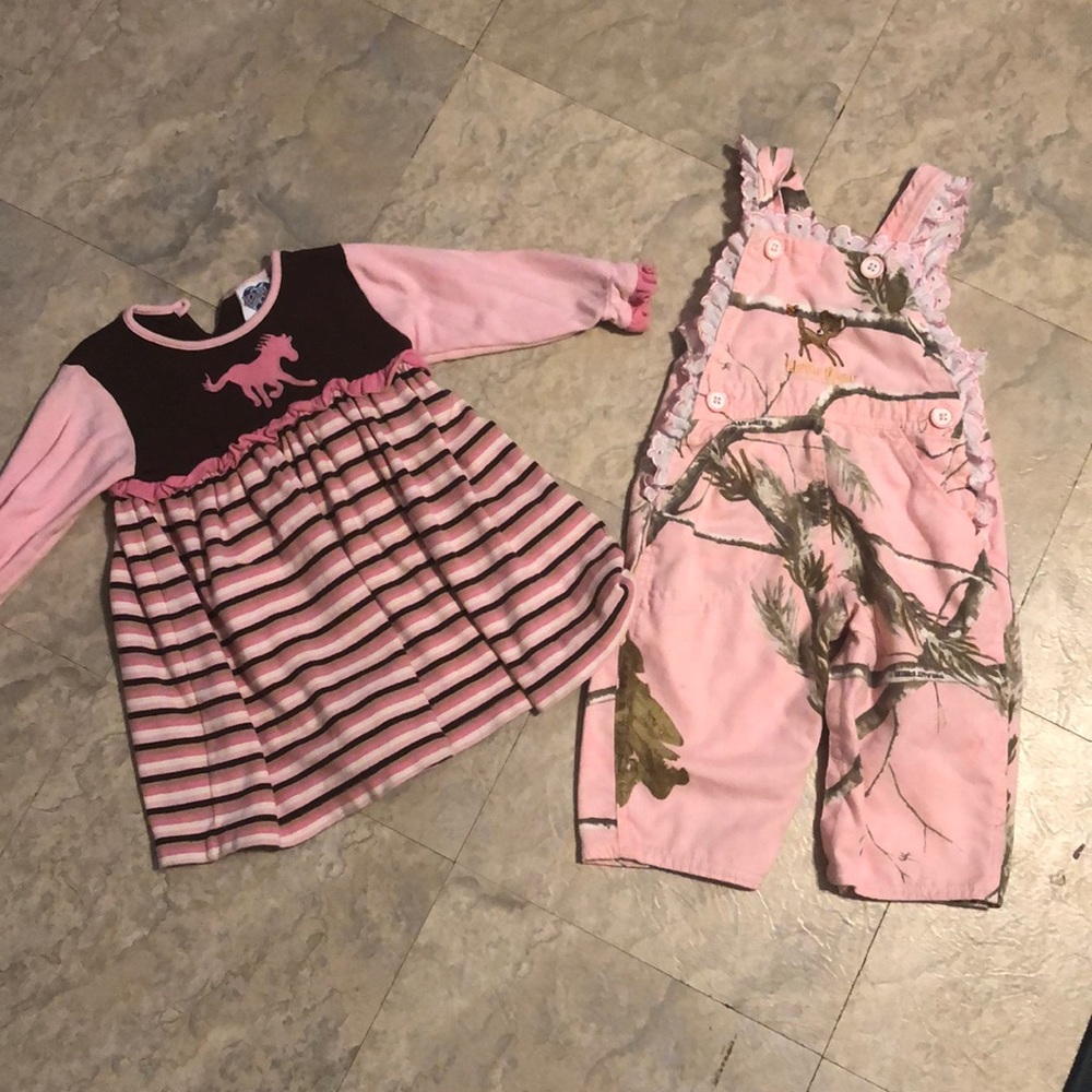 18m camo pink deer pony overalls dress